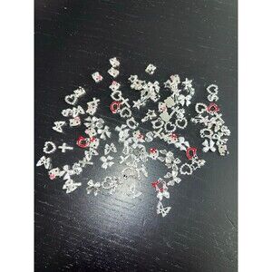 Lot of 3d, metal nail art - hello kitty, bow, $, star, cross, butterfly